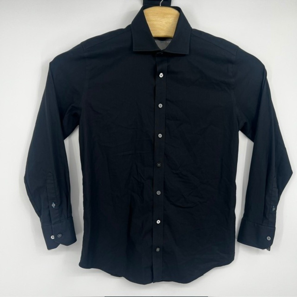 Twillory Performance Men's 15.5 32-33 Black Trim Fit Long Sleeve Dress Shirt